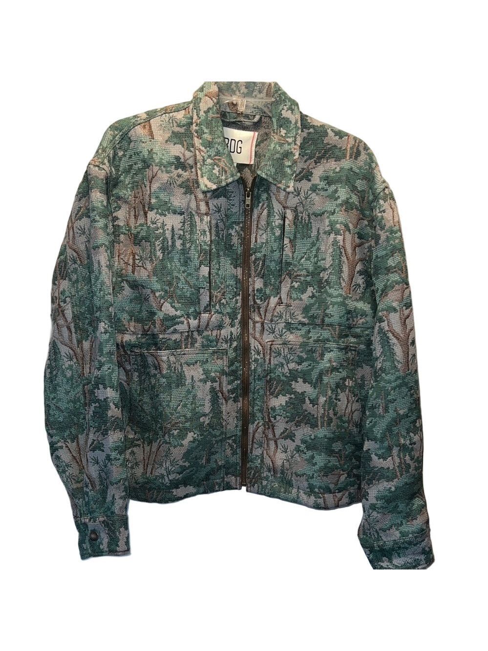 Urban Outfitters BDG Green and Brown Forest Pattern Jacket, Size Medium